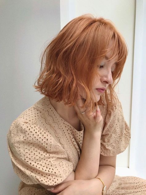 Two Tone Orange Hair, Soft Orange Hair, Cool Ginger Hair, Ash Orange Hair, Light Ginger Hair Color, Soft Ginger Hair, Orange Hair Aesthetic, Light Orange Hair, Natural Ginger Hair