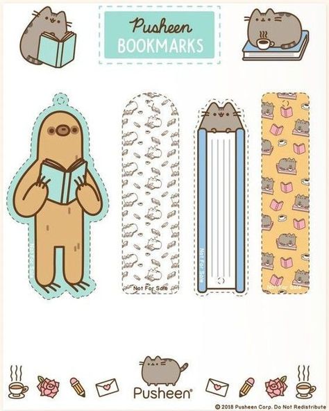 Molang Bookmark, Pusheen Bookmark, Pusheen Book, Pusheen Birthday, Pusheen Shop, Pusheen Cute, Hello Kitty Crafts, Paper Toys Template, Pusheen Cat