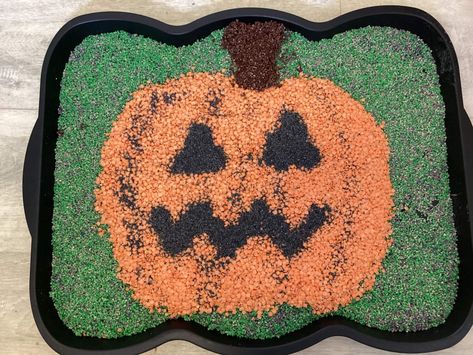 Pumpkin tray, sensory tray, tuff tray, fine motor development, sensory engagement, Halloween activities Pumpkin Sensory, Sensory Tray, Fine Motor Development, Motor Development, Tuff Tray, Preschool Class, Halloween Activities, Sensory Play, Fine Motor