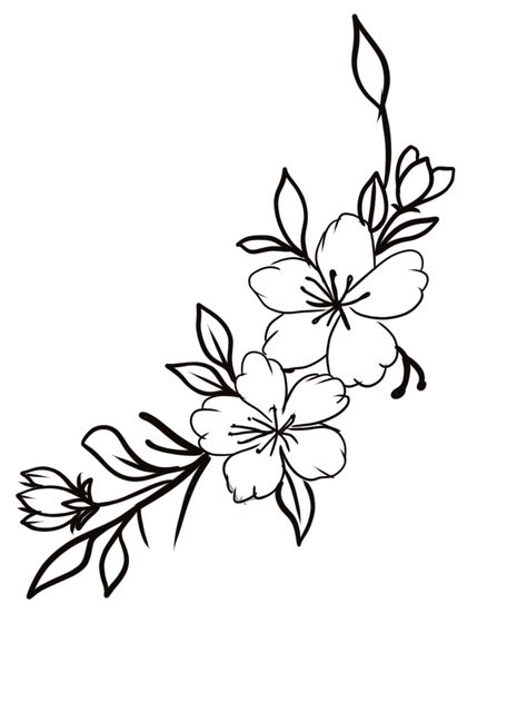 Easy Flower Tattoo Stencil, Flower Outline Simple, Flowers Outline, Tropical Flower Tattoos, Thigh Piece Tattoos, Unique Wrist Tattoos, Wrist Tattoo Designs, Printable Flower Coloring Pages, Family Tattoo Designs