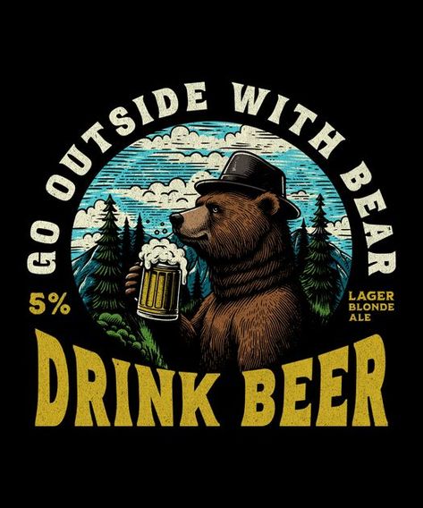 Bear drink beer T-Shirt Design Template Bear Drink, T Shirt Design Template, Design Techniques, Shirt Graphics, Drink Beer, Drinking Beer, Black Panther, T Shirt Design, New Design