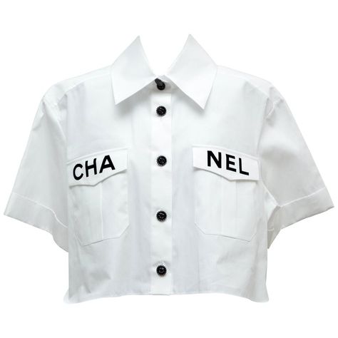 Chanel  2019 White Shirt Runway Piece  NEW 36FR | From a unique collection of rare vintage Crop Tops at https://www.1stdibs.com/fashion/clothing/shirts/crop-tops/. White Shirt Runway, Chanel Fashion Show 2019, Shirt Runway, Chanel Blouse, Chanel 2019, Chanel Fashion Show, Chanel Shirt, Mode Chanel, Crop Top Outfits