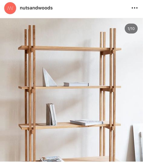 Bamboo Furniture Design, Oak Shelf, Japanese Woodworking, Japanese Furniture, Shelf System, Minimalist Interior Style, Oak Shelves, Regal Design, Woodworking Inspiration