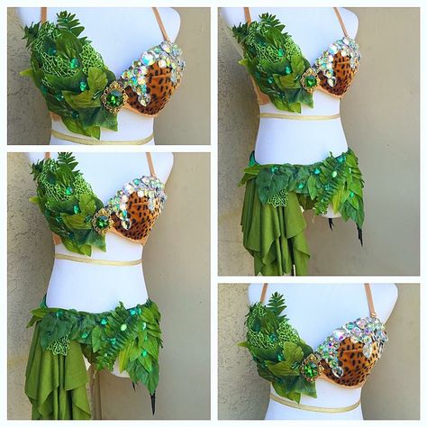 Diy Bra Top, Jungle Costume, Jungle Outfit, Safari Baby Shower Boy, Carnaval Outfit, Burlesque Outfit, Dancing Clothes, Neon Jungle, Pole Dancing Clothes