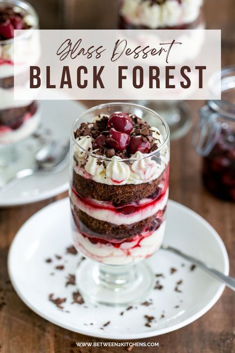 Black Forest Cake In A Jar, Individual Black Forest Trifles, Dark Chocolate And Cherry Desserts, Individual Black Forest Cake, Deconstructed Black Forest Cake, Black Forest Recipes Desserts, Restaurant Style Desserts, Black Forest Dessert Ideas, Black Forest Trifle Recipe