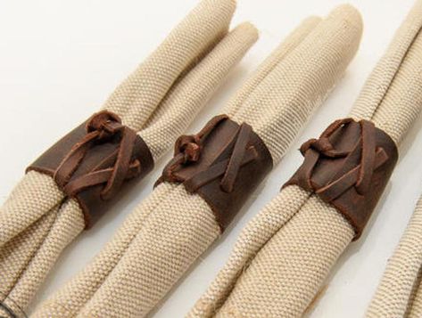 Leather Napkin Rings, Rustic Napkin Rings, Rustic Napkins, Bridesmaid Clutches, Canvas Storage, Rings Handmade, Leather Roll, Free Canvas, Rings Rings