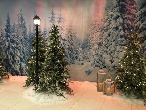 Narnia Christmas, Christmas Stage Design, Photo Backdrop Christmas, Christmas Tree Village, Christmas Stage, Winter Backdrops, Christmas Shadow Boxes, Winter Wedding Decorations, Christmas Play