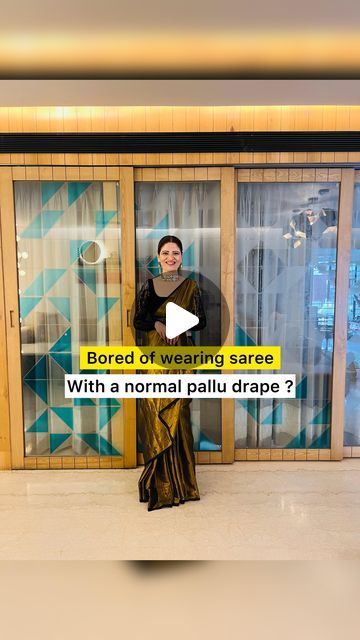 Trendy Saree Draping Styles, Fusion Saree Draping, Saree Drapes Styles Modern, Tissue Saree Styling, Tissue Saree Draping Style, Modern Saree Drape, Sari Styles Modern, Modern Saree Draping Styles, Waterfall Saree Drape