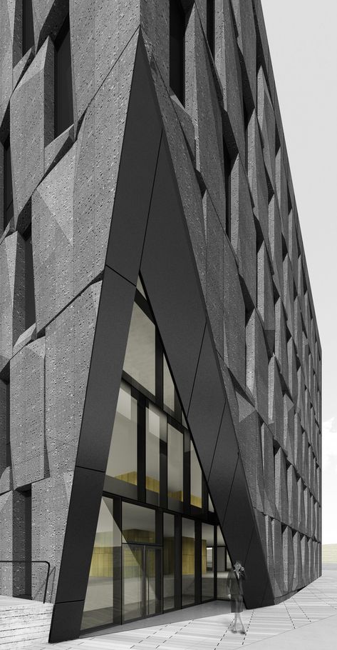 Gallery - Cubic Buildings by NADAAA and Himma Studio Redefine the Office Space - 10 Office Space Floor Plan, Building Windows, Architect Magazine, Architecture People, Volcanic Stone, Facade Design, Brutalism, Outdoor Areas, Office Building