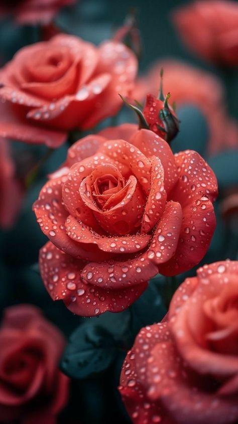 Modern Floral Arrangements, Raindrops On Roses, Red Roses Wallpaper, Rose Aesthetic, Roses Wallpaper, Rosé Aesthetic, Morning View, Simple Joys, Digital Fashion