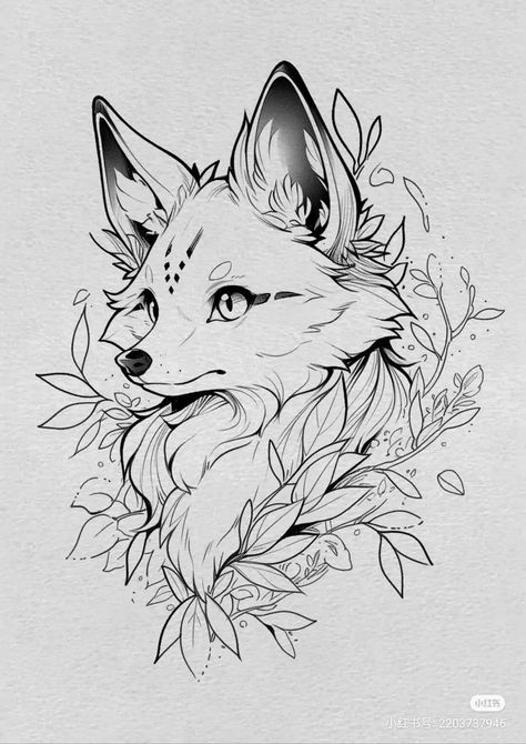 Fox Tattoo Stencil, Animal Tattoo Drawings, Fox Face Drawing, Fox Tattoo Ideas, Indian Feather Tattoos, Fox Tattoo Design, Buddhist Tattoo, Epic Tattoo, Dark Vador