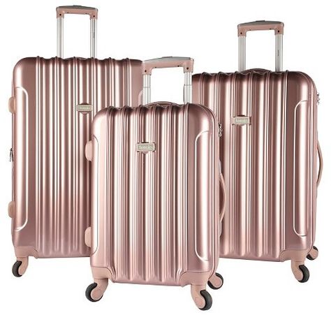 Kensie 3 pc Expandable Hardside Luggage Set - Rose Gold Rose Gold Luggage, Valentino 2017, Hardside Luggage Sets, Cute Luggage, Hardside Spinner Luggage, Spinner Luggage Sets, Hardside Luggage, Valentino Couture, Best Luggage