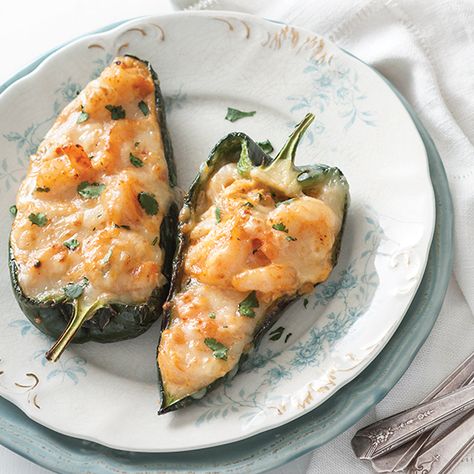 Poblano Peppers Recipes, Shrimp Stuffed, Poblano Peppers, Stuffed Poblano Peppers, Cajun Recipes, Jambalaya, Peppers Recipes, Mexican Dishes, Seafood Dishes