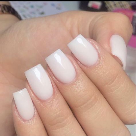 Short Square White Nails, Pink Tip Nails, Elegant Touch Nails, White Gel Nails, Nails Short Square, Romantic Nails, Simple Gel Nails, White Acrylic Nails, Short Square Acrylic Nails