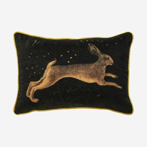 Andrew Martin Pisanello Hare Cushion Andrew Martin | Amersham Designs Andrew Martin Most Famous Paintings, Dark Green Background, Andrew Martin, Vintage Inspired Decor, Roman Soldiers, Luxury Cushions, Design Textile, Gold Velvet, Easter Design