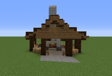 Asian Blacksmith - GrabCraft - Your number one source for MineCraft buildings, blueprints, tips, ideas, floorplans! Roof Design Minecraft, Minecraft Blacksmith House, Minecraft Roof Design, Minecraft Blacksmith, Tree Minecraft, Minecraft Medieval Village, Minecraft Roof, Minecraft Forge, Diy Minecraft