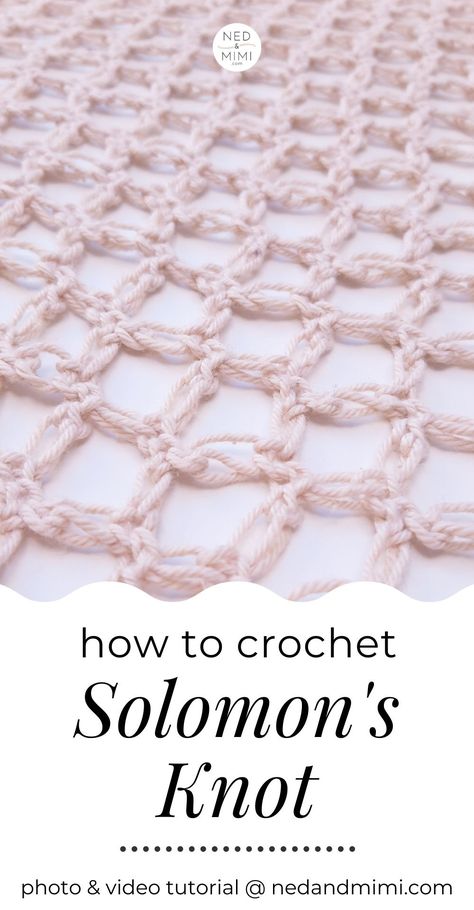 Solomons Knot, Loose Crochet Stitch, Knot Tutorial, Knots Tutorial, Crochet Chain, Simple Crochet, Crochet Lace Pattern, Crochet Stitches Video, Handbag Patterns