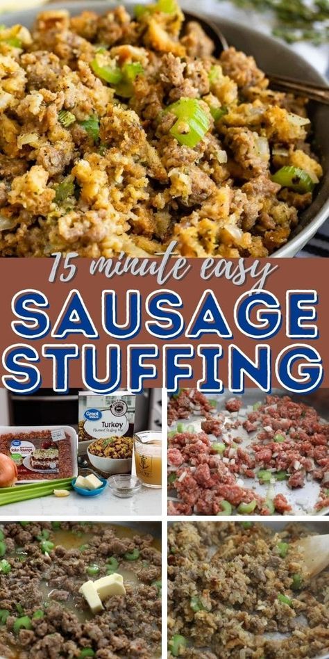 Easy Sausage Stuffing, Sausage Stuffing Recipe Thanksgiving, Simple Stuffing, Easy Stuffing Recipe, Sausage Stuffing Recipe, Dressing Recipes Thanksgiving, Best Thanksgiving Side Dishes, Thanksgiving Side Dishes Easy, Once Upon A Chef