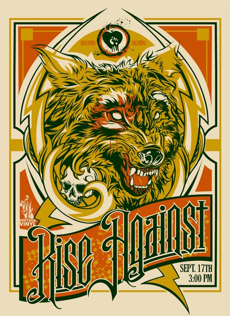 Rise Against Poster by Brian Yap Black Adder, Concert Flyers, Rune Tattoo, Concert Flyer, Rise Against, Illustration Portfolio, Architecture Tattoo, Concert Poster, Creative Portfolio