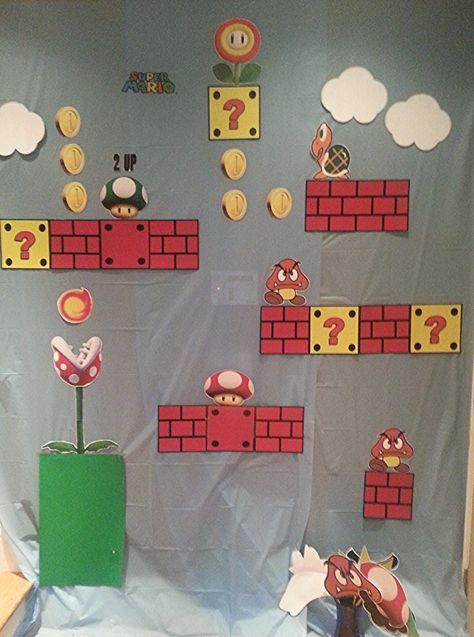 Super Mario Decorations, Mario Decorations, Super Mario Brothers Birthday Party, Super Mario Brothers Birthday, Mario Brothers Birthday Party, Mario Bros Birthday Party Ideas, Brothers Photo, Mario Birthday Cake, Super Mario Bros Birthday Party