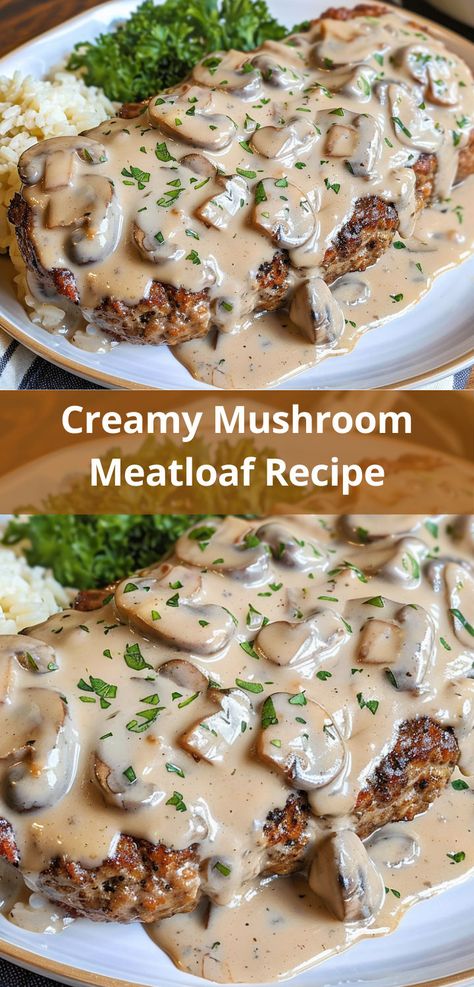 Perfect Creamy Mushroom Meatloaf for a cozy meal. Mushroom Meatloaf Recipes, Mushroom Meatloaf, Mushroom Cream Sauce, Beef Meatloaf, Mushroom Cream Sauces, Good Meatloaf Recipe, Tender Meat, Best Meatloaf, Creamy Mushroom Sauce