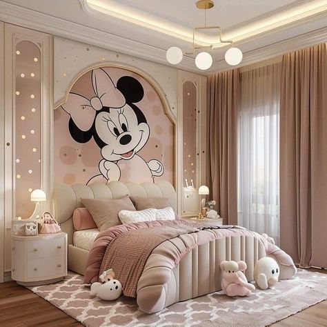 Room Ideas For Toddler Girl, Disney Theme Bedroom Ideas, Disney Theme Room Ideas, Mickey And Minnie Nursery, Minnie Mouse Bedroom Ideas Toddler, Minnie Mouse Toddler Room, Minnie Mouse Room Ideas Toddler, Daughters Bedroom Design, Disney Inspired Bedroom