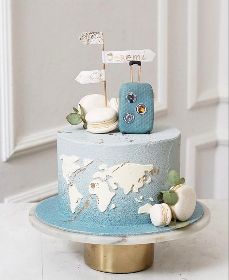 Welcome Back Cake Travel, Travel Cake Ideas For Men, Travel Cake Ideas Birthdays, Welcome Back Cake, Back Cake, Paris Themed Cakes, Around The World Party, Unique Cakes Designs, Travel Cake