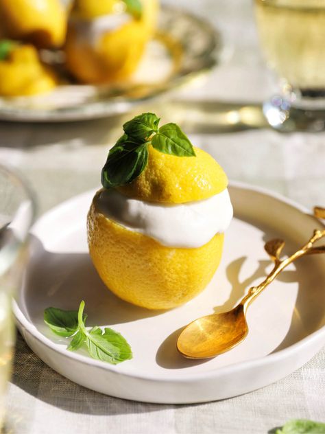 Creamy Lemon Sorbet Italian Dinner Menu, Spring Recipes Dessert, Refined Sugar Free Recipes, Italian Dinner Party, Lemon Sorbet, Sorbet Recipes, Spring Desserts, Italian Dinner, Food Ingredients