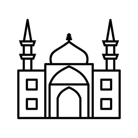 Mosque Outline, Mosque Clipart, Black Icon, Clipart Black And White, Vector Art, Art Images, Template Design, Vector Free, For Free