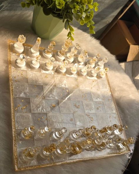 Resin Chess Board Specially designed for a customer Glass Chess Aesthetic, Beautiful Chess Board, Chest Board, Resin Chess Board, Resin Chess Set, Neat Crafts, Glass Chess, Luxury Chess Sets, Chess Set