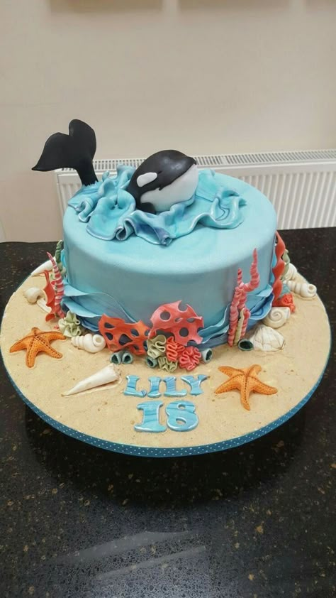 Whale Birthday Cake, Ocean Birthday Cakes, Whale Cakes, Dolphin Cakes, Shark Birthday Cakes, Whale Birthday, Ocean Theme Birthday, Ocean Cakes, Nautical Cake