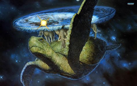 World Turtle- Chinese/Hindu myth: a giant turtle or tortoise that supports world elephants on its back that in turn support the flat earth. Best Fantasy Series, Discworld Books, World Turtle, Turtle Wallpaper, Terry Pratchett Discworld, World Wallpaper, Terry Pratchett, Millennium Falcon, Fantasy Series