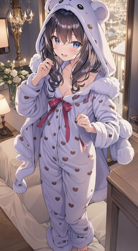 Vtuber Pajamas, Anime Pajamas Outfit, Anime Pajamas Drawing, Cute Sleepwear Aesthetic, Sleepwear Aesthetic, Cute Pajama Outfits, Anime Pajamas, Sleep Outfit, Pajama Outfit