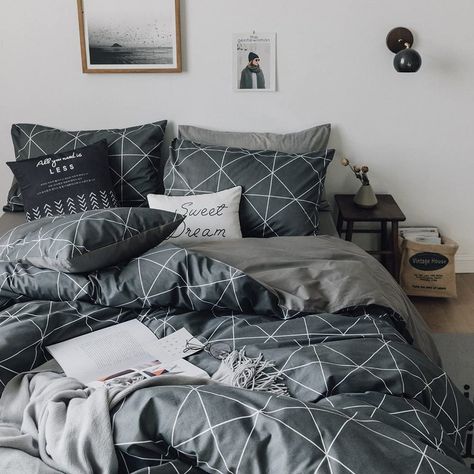 Full Bedding, Geometric Bedding, Geometric Duvet Cover, Grey Comforter, Grey Duvet, Bedding Sets Grey, Gray Duvet Cover, Full Bedding Sets, Dekorasi Kamar Tidur