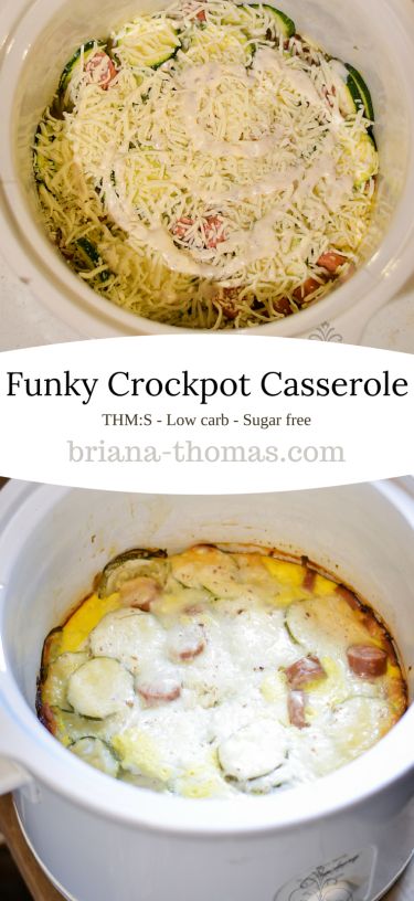 Funky Crockpot Casserole...and how I've been doing THM very simply while working full time for the summer (plus blogging every evening).  The casserole is THM:S, low carb, and sugar free Crockpot Low Carb Recipes, Thm Crockpot, Crockpot Low Carb, Low Carb Recipes Easy, Thm Meals, Briana Thomas, Thm Dinner, Trim Healthy Momma, Low Carb Slow Cooker