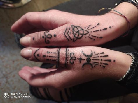 Tattoo Fingers, Symbol Tattoos With Meaning, Stick Poke Tattoo, Buddhist Tattoo, Line Tattoo Ideas, Henna Inspired Tattoos, Finger Tats, Hand And Finger Tattoos, Finger Tattoo Designs