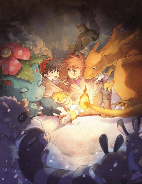 Pokemon:: Campfire by kissai Satoshi Pokemon, Pokemon Red, Pokemon Ships, Pokemon Special, Pokémon Master, All Pokemon, Pokemon Games, My Pokemon, Main Game