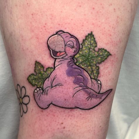 Landbeforetime Tattoo, Little Foot Tattoos Land Before Time, Littlefoot Tattoo, Land Before Time Tattoo, Little Foot Tattoos, 90s Tattoos, Rock Animals, Ink Therapy, Dinosaur Tattoos