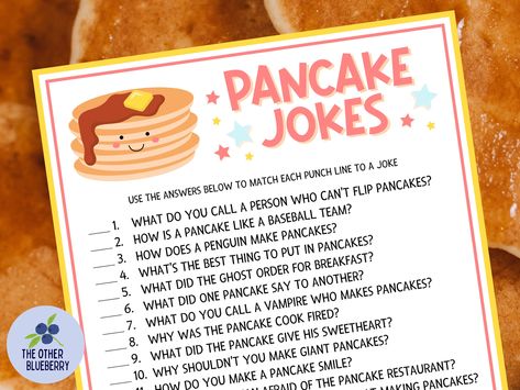 Pancake Party Games, Pancake Jokes, Pajama Party Games, Pancakes And Pajamas Party, Pancake Bar, Pajama Birthday Parties, Pancake Party, Pajamas Party, Pancakes And Pajamas