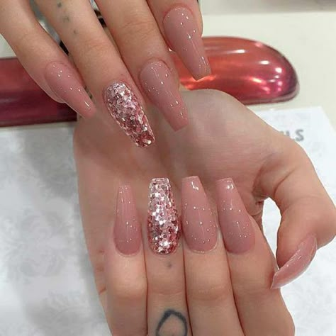 Rose Gold Nails Design, Long Coffin Nails, Gold Nail Designs, Nagel Tips, Rose Gold Nails, Coffin Nails Long, Ballerina Nails, Prom Nails, Coffin Nails Designs