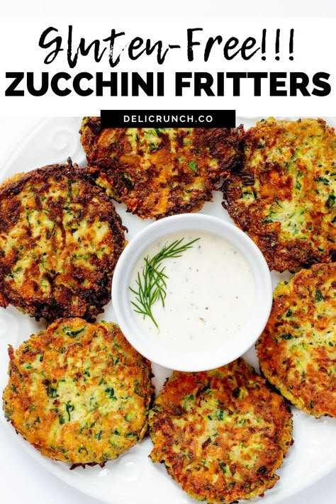 crispy and gluten-free, zucchini fritters are best serve as either appetizer or main dish Zucchini Patty, Gluten Free Zucchini Recipes, Crispy Zucchini Fritters, Easy Zucchini Fritters, Zucchini Patties, Zucchini Fritters Recipe, Healthy Zucchini, Easy Zucchini, Zucchini Fritters