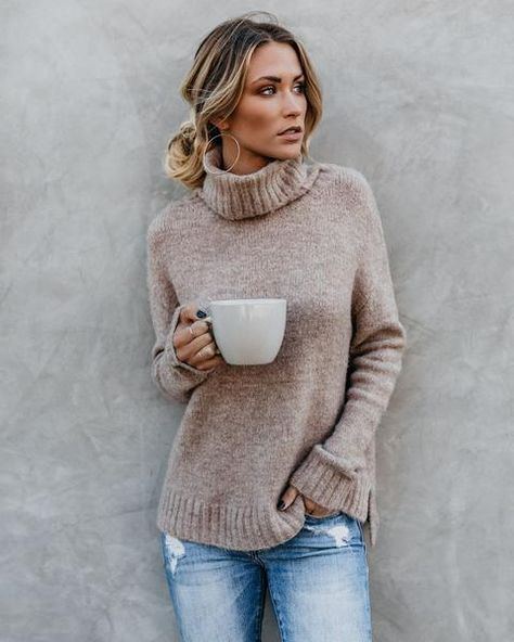 PREORDER - Henry Sweater - Oatmeal Fitted Sweater, High Collar, Long Sleeve Knit, Turtleneck Sweater, Sweater Outfits, Pullover Sweaters, Oatmeal, Casual Women, Knitted Sweaters