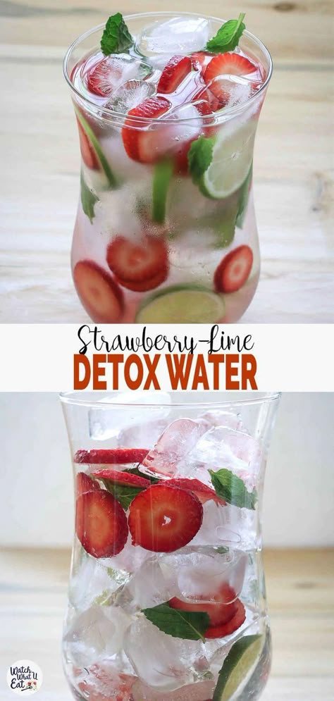 Strawberry Detox Water, Veggie Juice, Full Body Detox, Strawberry Lime, Healthy Strawberry, Infused Water Recipes, Smoothie Detox, Fruit Infused Water, Detox Water Recipes