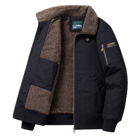 Autumn/Winter Lapel Cotton Fleece Jacket  Material: 100% cotton , Lining: Polyester  Size: M, L, XL, 2XL, 3XL, 4XL, 5XL Color: Black, Camel, Army Green  Season: Spring, Fall, Winter   Occasion: Leisure, Outdoor, Daily, Vacation,Fall Outfits Mens Winter Jackets Cold Weather, Fall Outfits Pinterest, Mens Fleece Jacket, Pilot Jacket, Mens Jackets Casual, Mens Casual Dress Outfits, Casual Outerwear, Winter Jacket Men, Retro Men