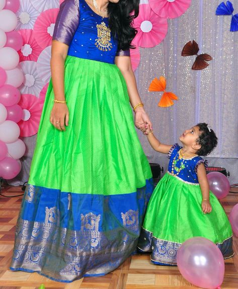 Mother Daughter Long Frocks, Mom And Daughter Frock Design, Mom And Daughter Long Frocks, Mom And Daughter Dresses Indian Saree, Mom And Daughter Dresses Indian Birthday, Mommy Daughter Dresses For Birthday, Mom And Daughter Dresses Indian, Mommy Daughter Dresses, Mom Daughter Matching Dresses