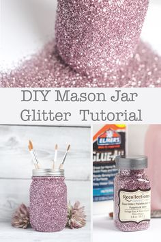 Glitter Mason Jars, Diy Hanging Shelves, Diy Mason Jar, Mason Jar Projects, Diy Glitter, Diy Jar Crafts, Jar Decor, Wine Bottle Diy Crafts, Mason Jar Crafts Diy