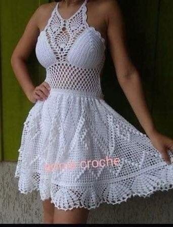 White Crochet Dress, Crochet Summer Dresses, Crochet Halter, Crochet Baby Dress, Crochet Dress Pattern, فستان سهرة, Crochet Woman, Crochet Top Pattern, Beautiful Knitting