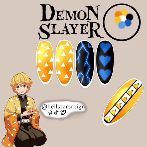 Doma Nails, Zenitsu Nails, Demon Slayer Nail Designs, Uñas Demon Slayer, Demon Slayer Inspired Nails, Demon Slayer Nail Art, Demon Slayer Nails, Lightning Nails, Nails Nail Art Designs