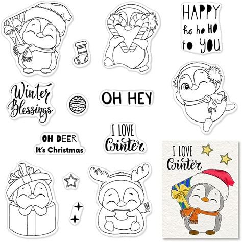 Amazon.com: Christmas Penguin Clear Stamps for Card Making Decorative Xmas Theme Winter Blessing Words Penguin ​Clear Rubber Scrapbooking Stamps with Sentiment for Card Making DIY Photo Album : Arts, Crafts & Sewing Diy Photo Album, Blessing Words, Xmas Theme, Gift Tags Diy, Photo Album Diy, I Love Winter, Christmas Words, Scrapbooking Stamps, Christmas Penguin