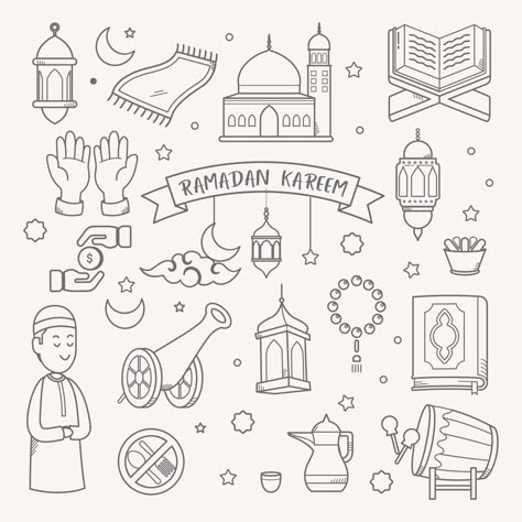 Ramadhan Doodle, Islam Doodle, Ramadan Drawing Ideas, Islamic Doodle, Ramadan Drawing, Ide Jurnal, Ramadan Bujo, Ramadan Printables, Ramadan Design